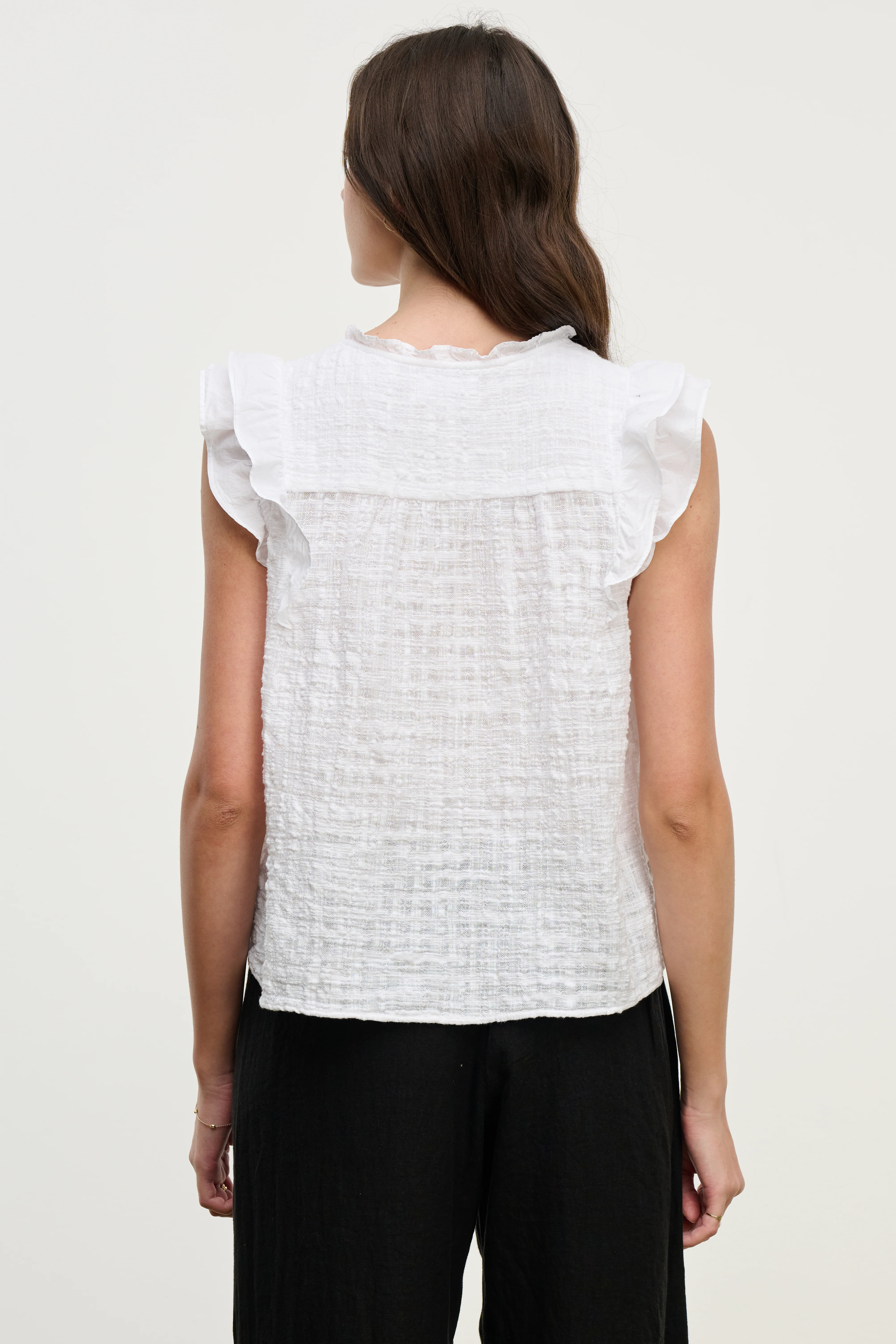 EVA TEXTURED COTTON GAUZE TOP IN COCONUT - Image 3