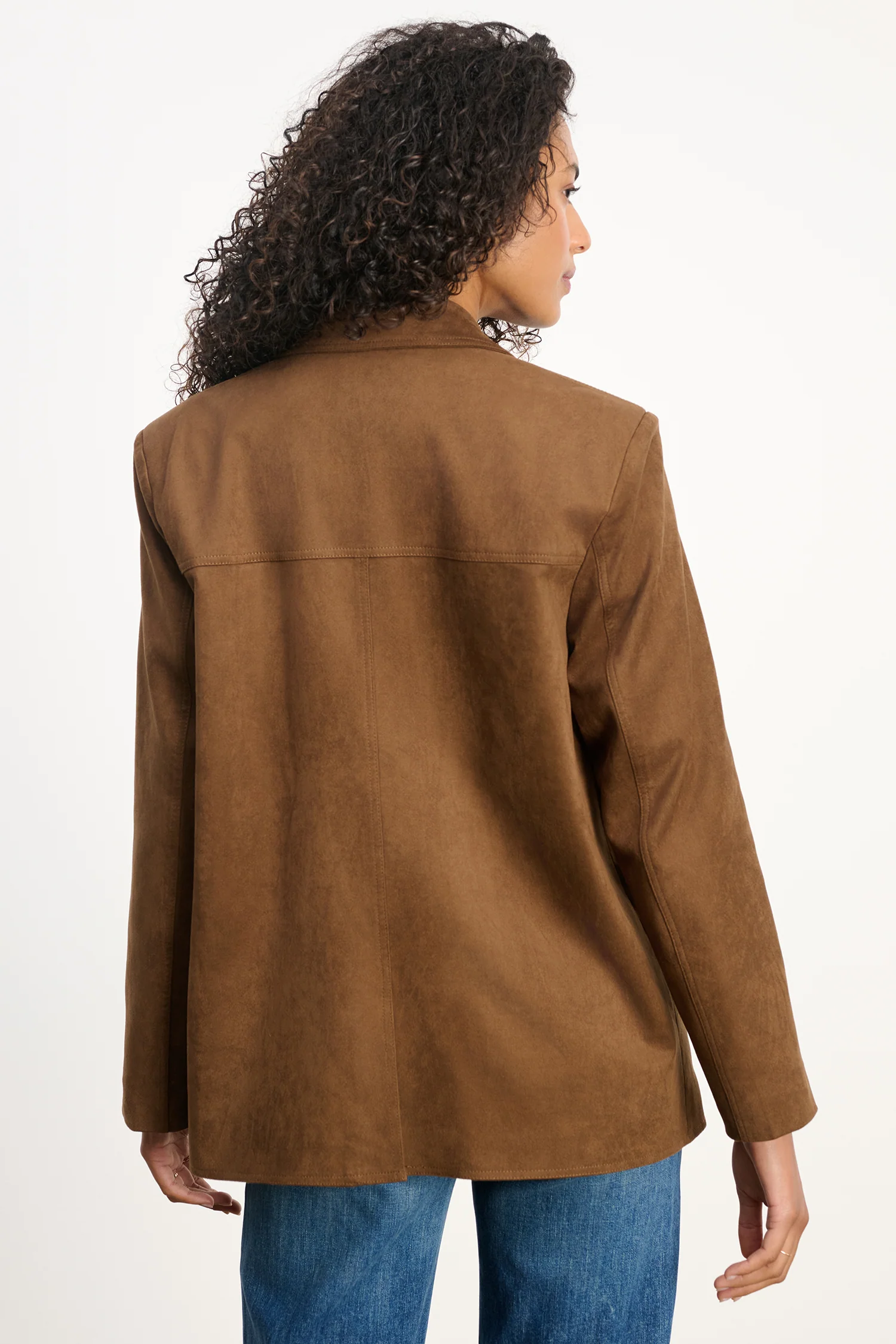 SALIE FAUX SUEDE JACKET IN BROWN - Image 7